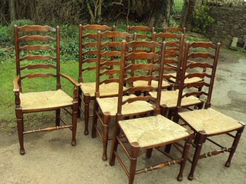 set of 8 country chairs