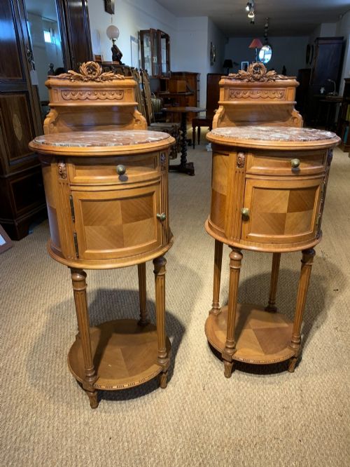 pair of walnut bedside cabinets