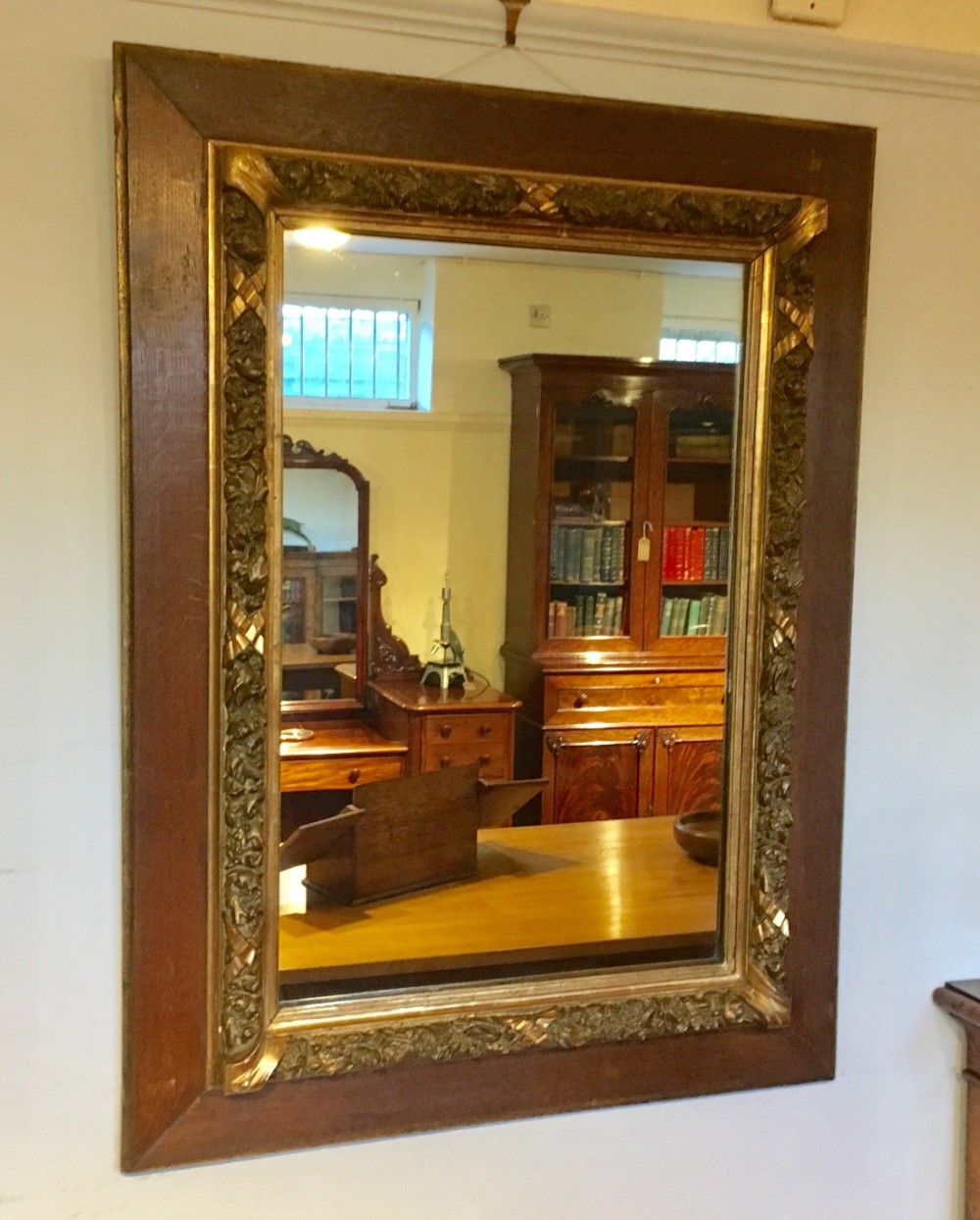 antique gilt and oak framed mirror