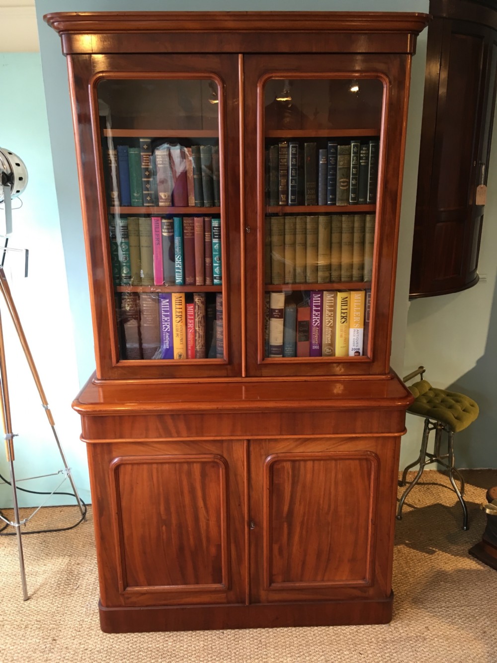 victorian mahogany 2 part bookcase
