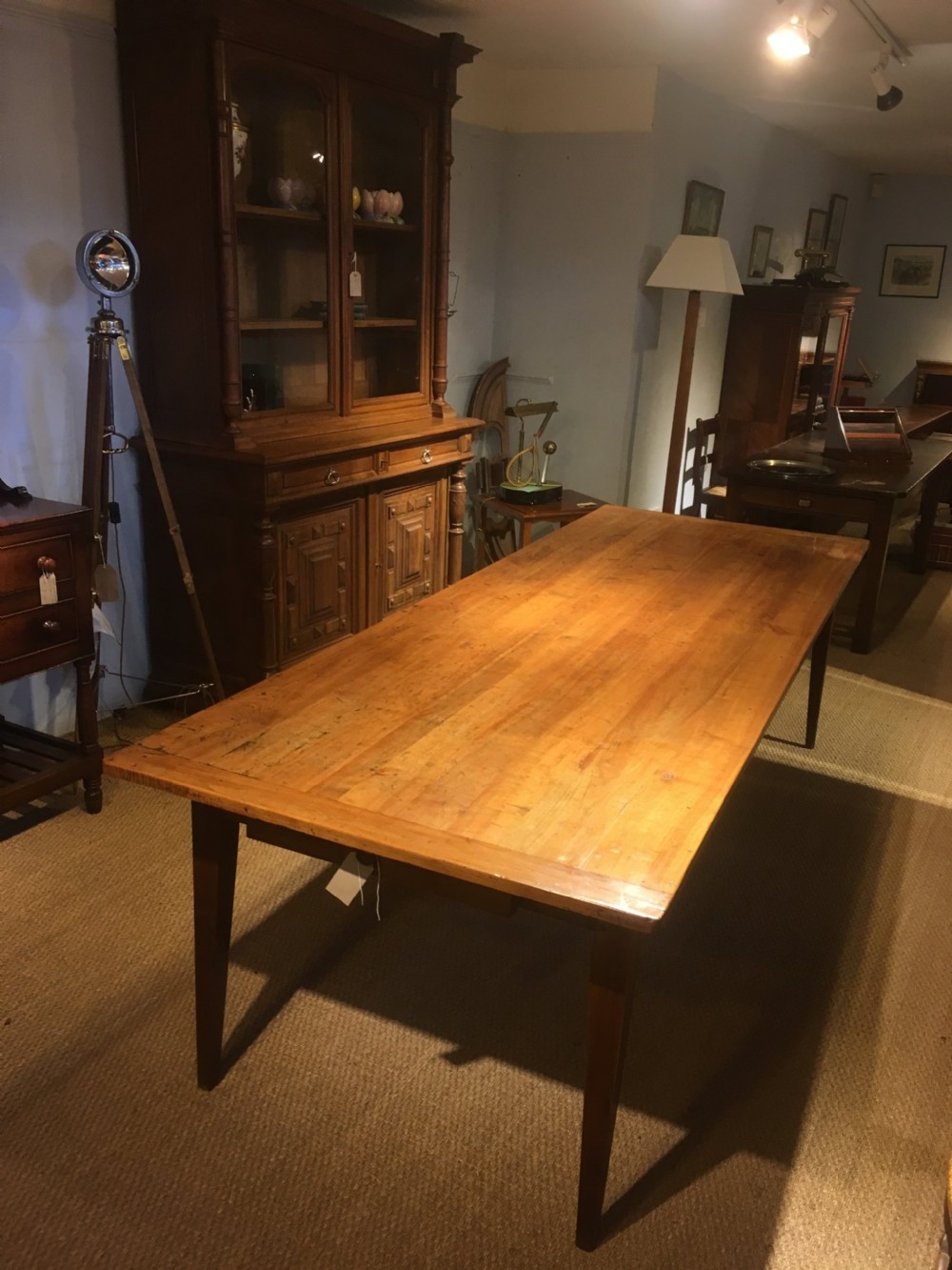 long and wide cherrywood farmhouse table