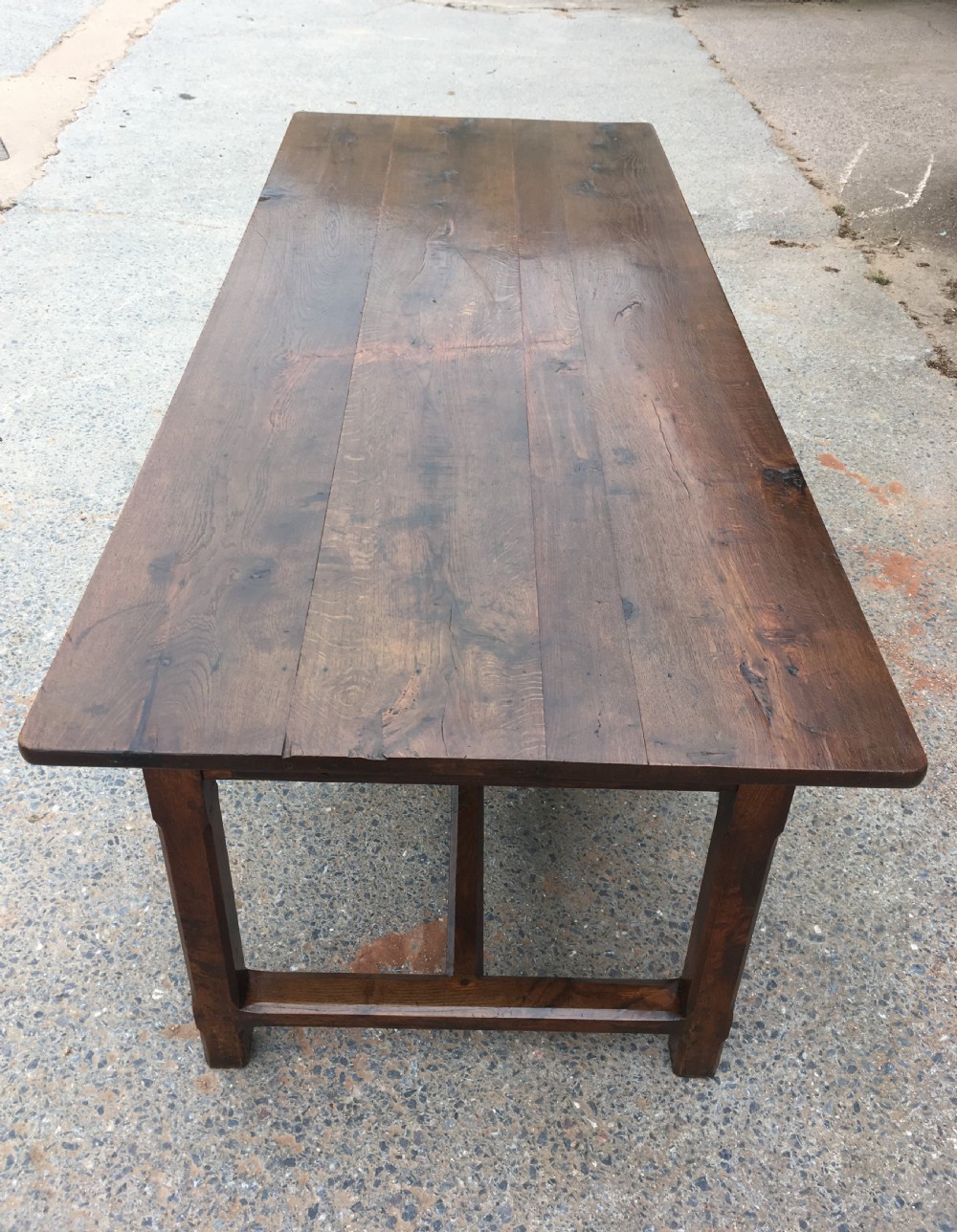 oak farmhouse table with 3 drawers