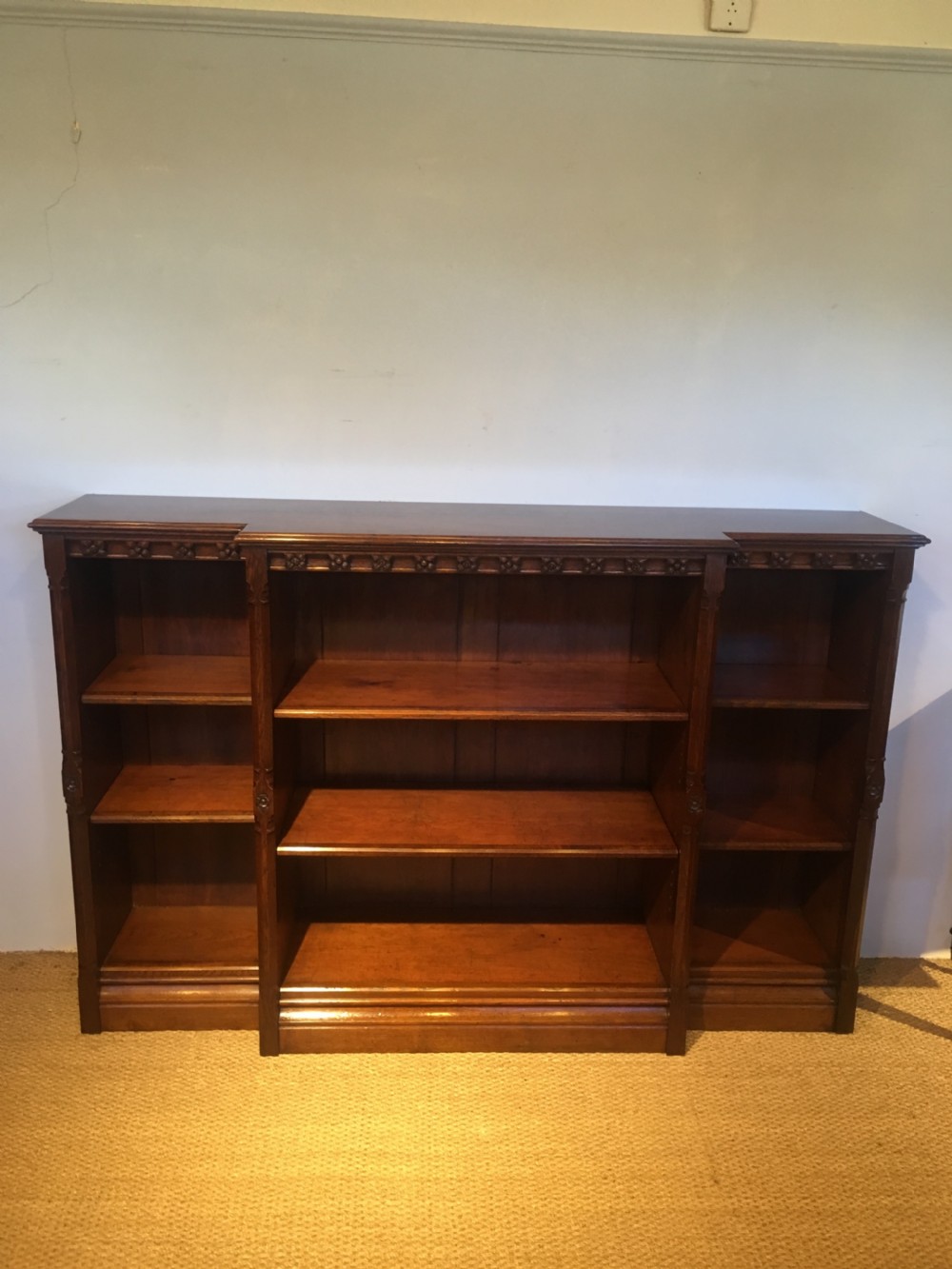 victorian gothic style breakfront bookcase