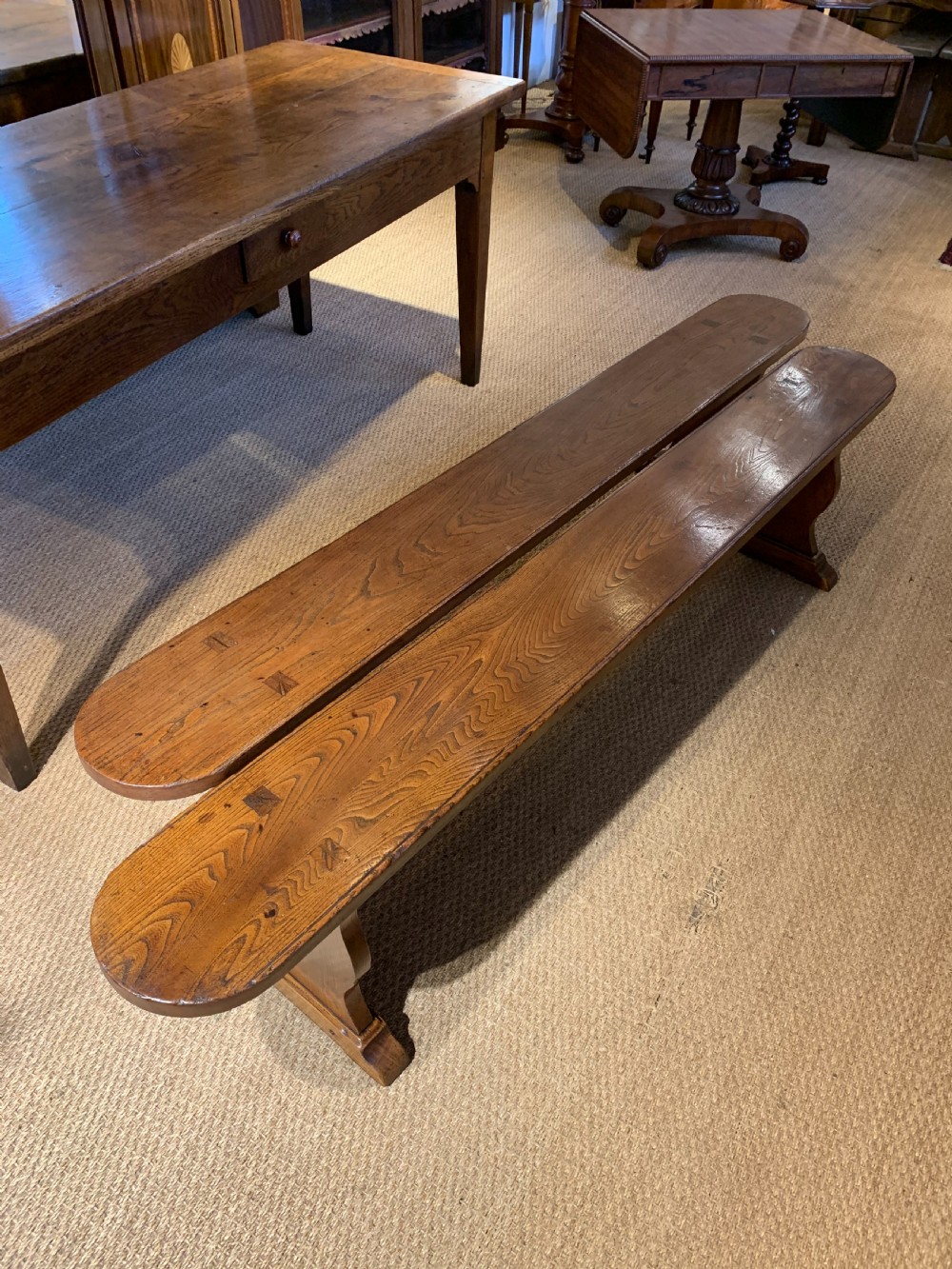 pair of elm benches
