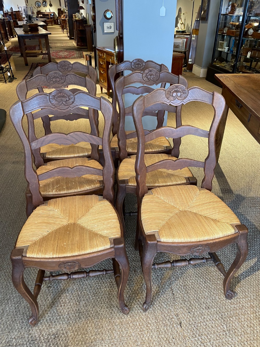 set of six oak chairs