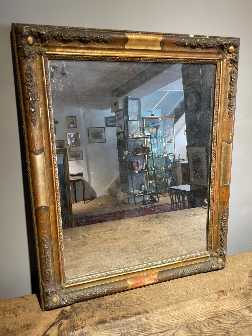 small antique gilt mirror 28x225