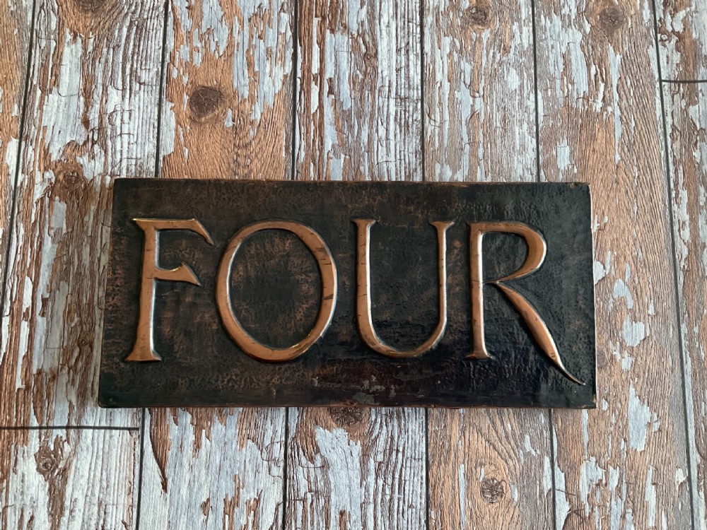 arts and crafts copper house number four