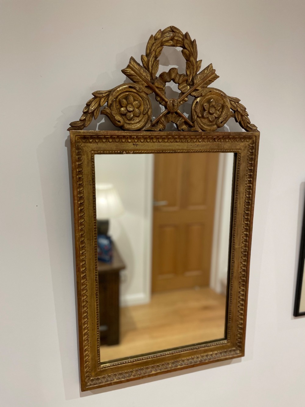1960s carved wood mirror 35x19