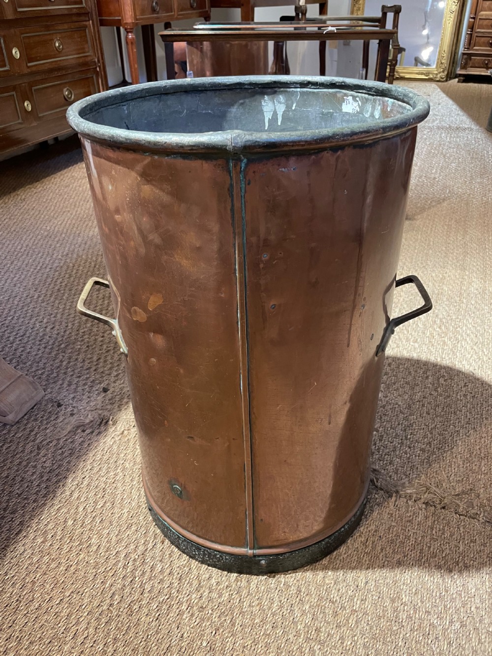 antique copper 2 handled pot