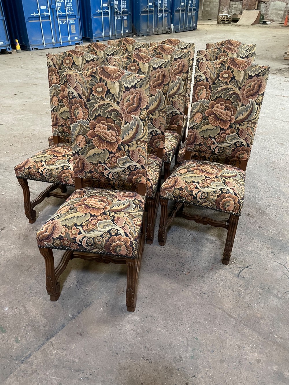 set of 10 high backed chairs